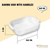 Wilmax Auflaufform mit Griffen, Weiß, 860 ml, 23 x 14.5 cm – WL‑997018/A